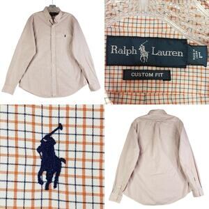 Polo Ralph Lauren Shirt Men's Size Large Fall Orange Plaid Button Down LS